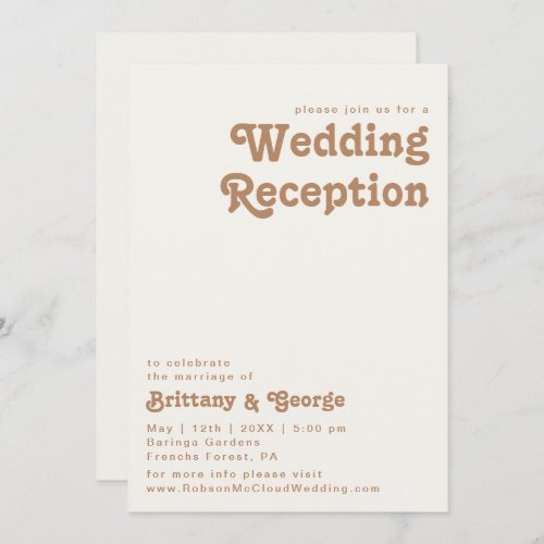 Retro Beach  Ivory Wedding Reception Invitation