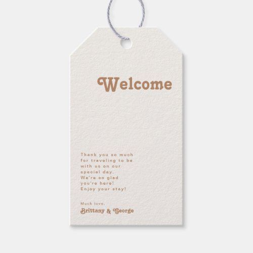 Retro Beach  Ivory Wedding Welcome Gift Tags