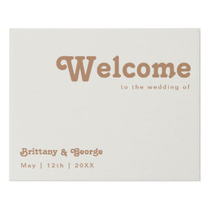 Retro Beach Ivory Welcome Faux Canvas Print