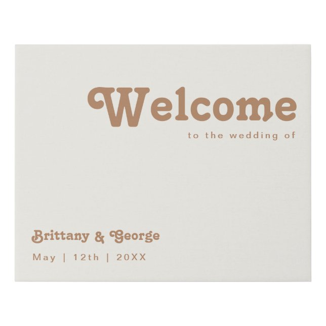 Retro Beach | Ivory Welcome Faux Canvas Print (Front)