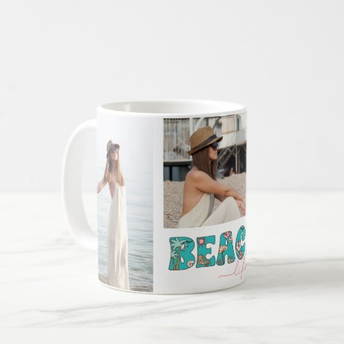 Retro Beach Life Photo Collage Coffee Mug