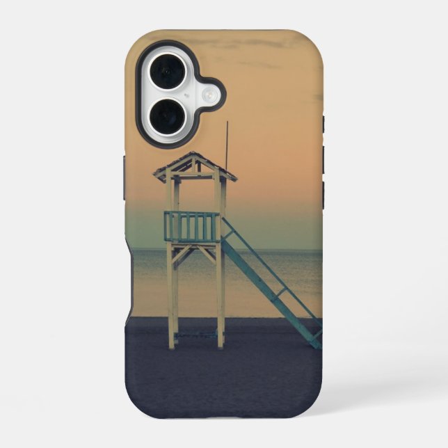 Retro Beach Lifeguard Tower Sunset Iphone Case (Back)