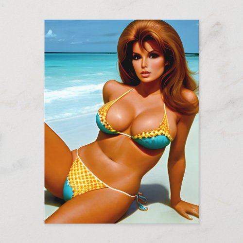 Retro Beach Model fantasy art Postcard
