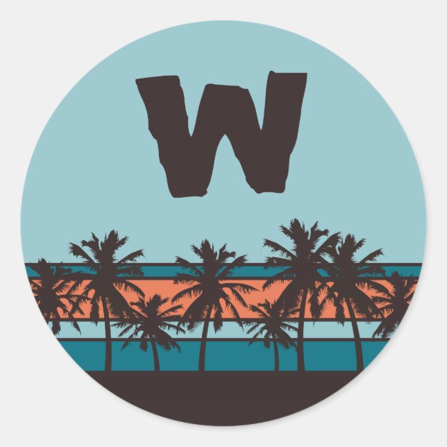 Retro Beach Monogram Stickers (Front)