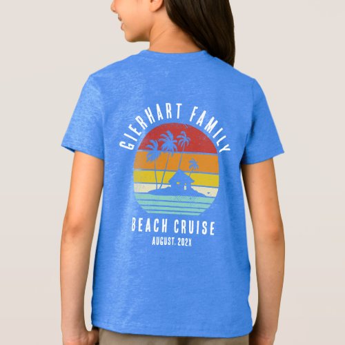 Retro Beach Palm Trees Family Matching Custom Tri_Blend Shirt