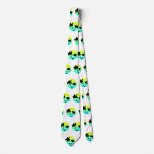 Retro Beach Palm Trees Neck Tie