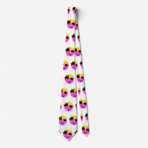 Retro Beach Palm Trees Saint Martin Neck Tie