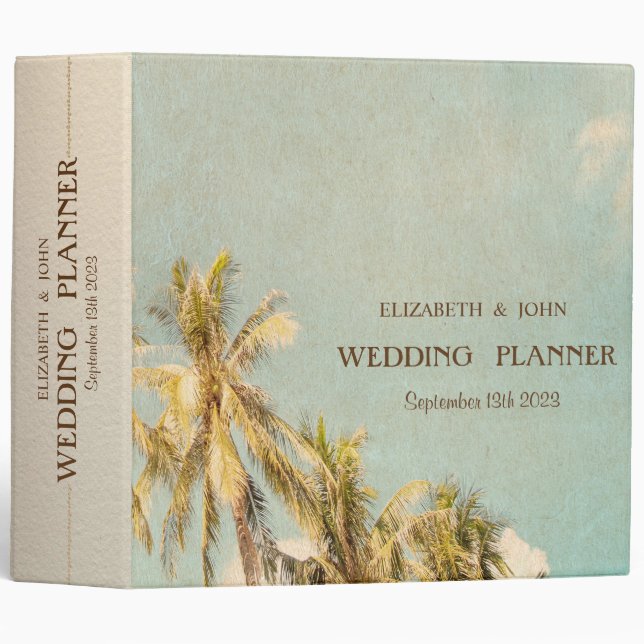 Retro Beach Palms  3 Ring Binder (Front/Spine)