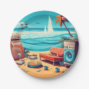 Retro Beach Paper Plates