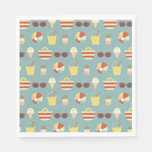 Retro Beach Party Summer Birthday Napkins (Front)