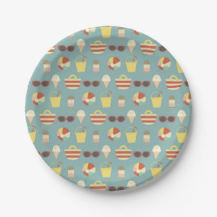 Retro Beach Party Summer Birthday Paper Plates