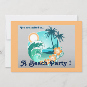 Retro Beach party sunset beach palm trees Invitation