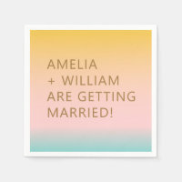 Retro Beach Pastels Gradient Unique Bright Wedding