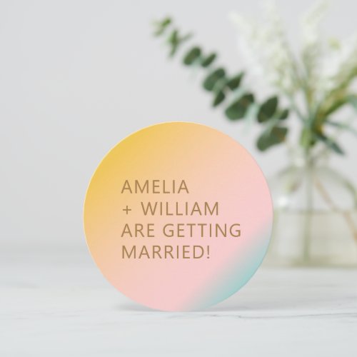 Retro Beach Pastels Gradient Unique Shape Wedding Invitation