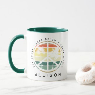 Retro Beach Peace Sign Palm Tree Mug