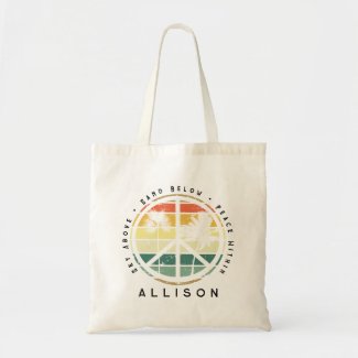 Retro Beach Peace Sign Palm Tree Tote Bag