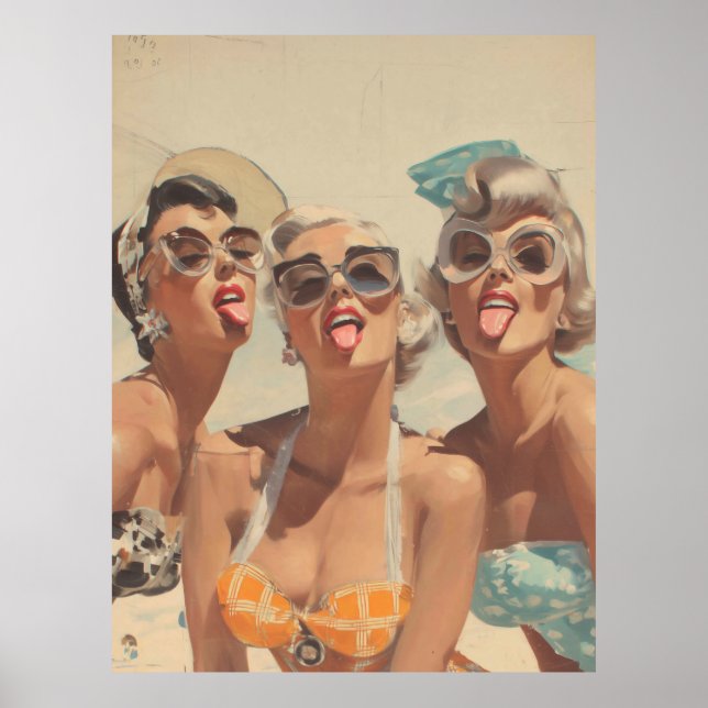 Retro Beach Pin-Up Vibes Poster (Front)