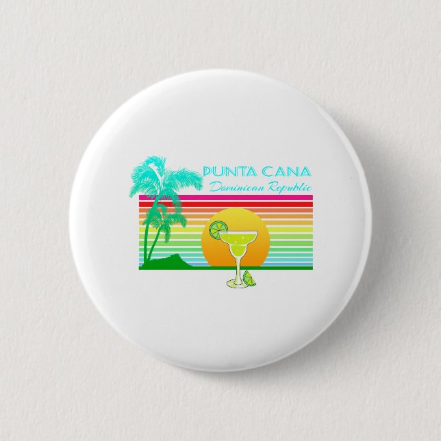 Retro Beach Punta Cana Margarita Button (Front)