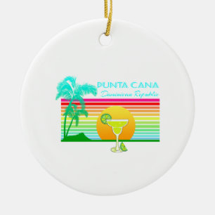 Retro Beach Punta Cana Margarita Ceramic Ornament