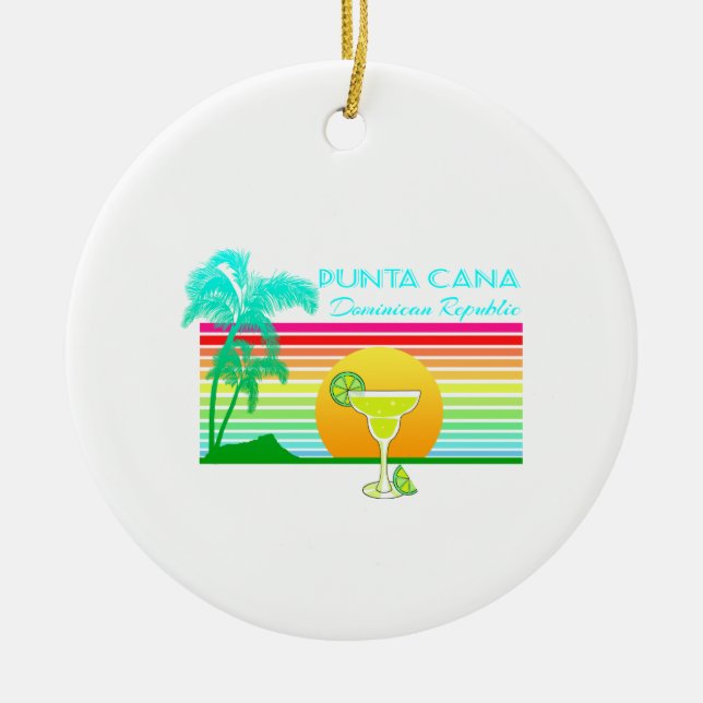 Retro Beach Punta Cana Margarita Ceramic Ornament (Front)