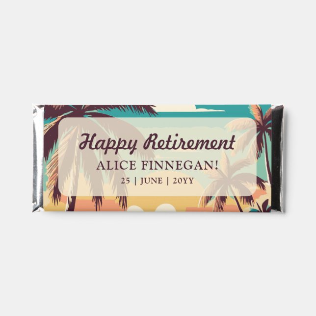 Retro beach retirement party hershey bar favors (Front)