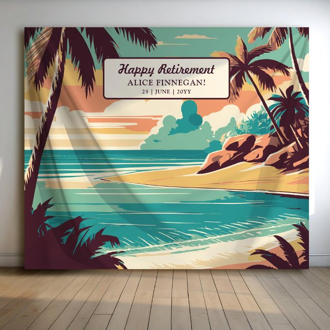 Retro beach retirement Party photo backdrop (Creator Uploaded)