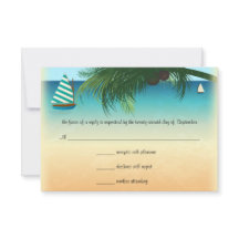 Retro Beach Scene Wedding RSVP Response Card