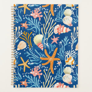 Retro Beach Seashell Orange Pink Yellow Blue Planner
