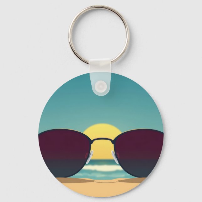 Retro Beach Sunglasses and Sun Keychain (Front)