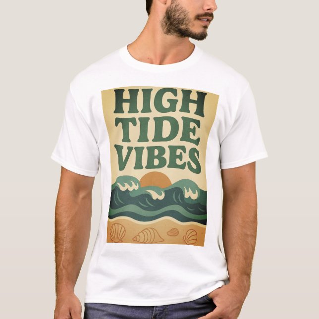 Retro Beach Sunset Surf Scene T-Shirt (Front)