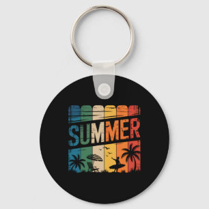 Retro Beach Surfing Surfboard Vintage Surfboarder Keychain