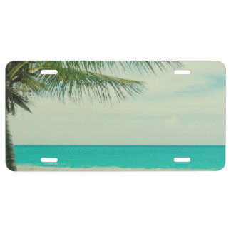 Retro Beach Theme License Plate