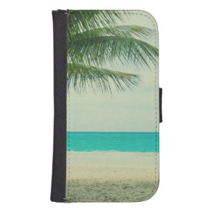 Retro Beach Theme Galaxy S4 Wallet Case