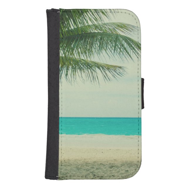 Retro Beach Theme Samsung Galaxy Wallet Case (Front)