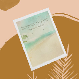 Retro Beach-Themed Earring Holder Business Card