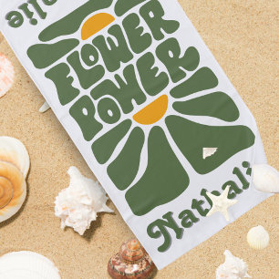 Retro Beach Towel With Name - Personalized Gift