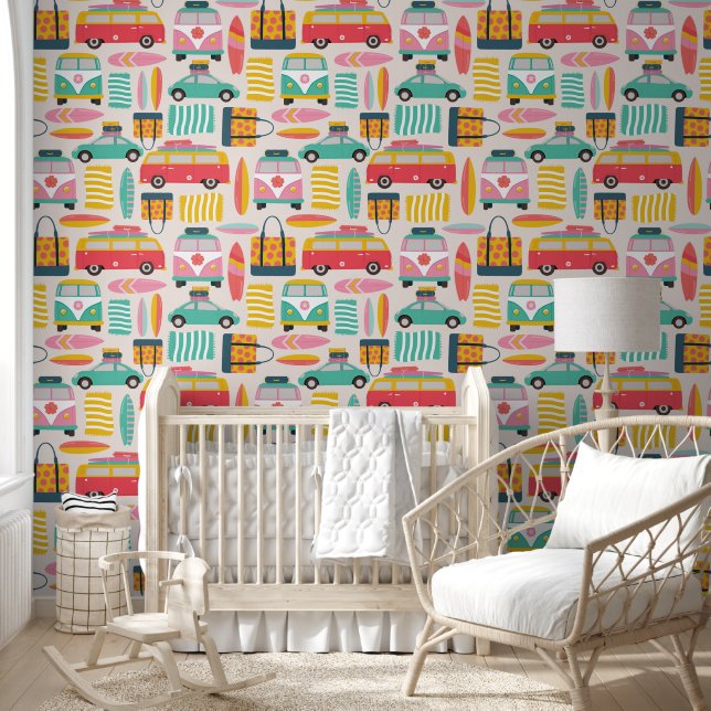 Retro Beach Trip Summer Adventure Wallpaper (Kids)