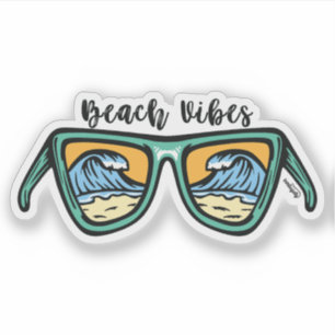 Retro Beach Vibes both sides artwork. T-Shirt Sticker