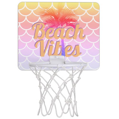 Retro Beach Vibes Palm Tree Orange Scales Pool Mini Basketball Hoop