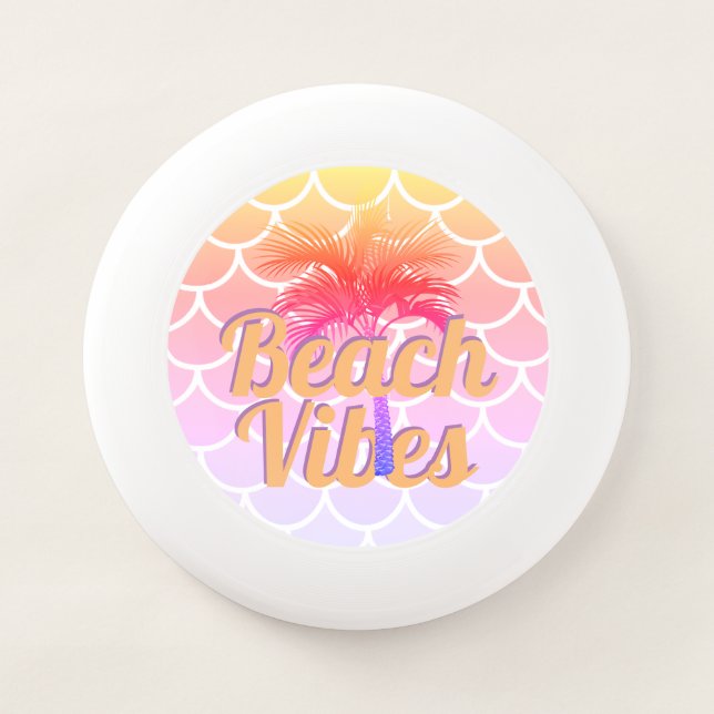 Retro Beach Vibes Palm Tree Orange Scales Pool Wham-O Frisbee (Front)
