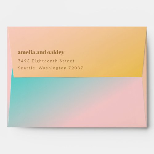 Retro Beach Vibes Pastels Gradient Unique Wedding Envelope