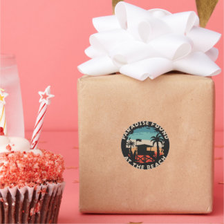 Retro Beach Vibes: Vintage-inspired Beach Art with Classic Round Sticker