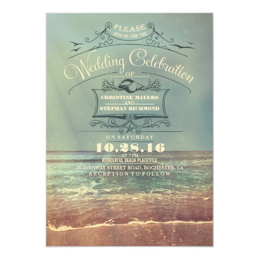 Beach Vintage Wedding Invitations 3