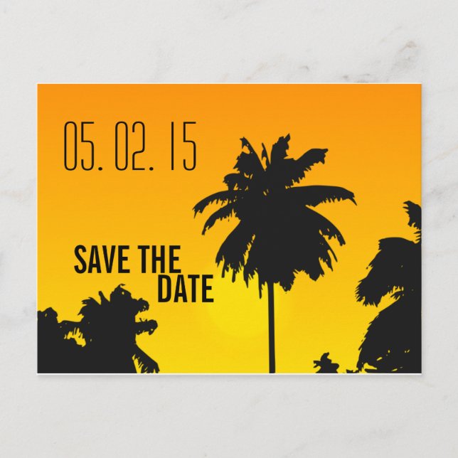 Retro Beach Wedding Save the Dates Announcement Postcard (Front)