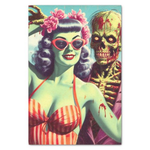 Retro Beach Zombie Pin_Up Tissue Paper