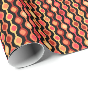 Retro Bead Pattern Yellow Orange Wrapping Paper