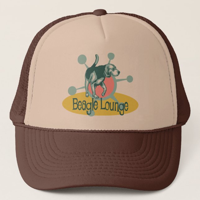 Retro Beagle Lounge Trucker Hat (Front)