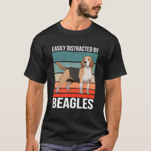 Retro Beagle Quote Dog Owner Easily Distracted By T-Shirt