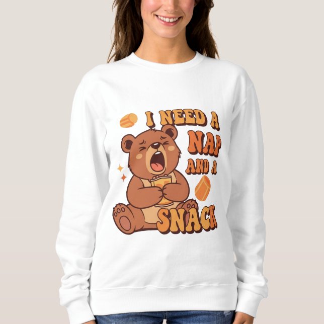 Retro Bear Nap and Snack Women’s Sweatshirt (Front)