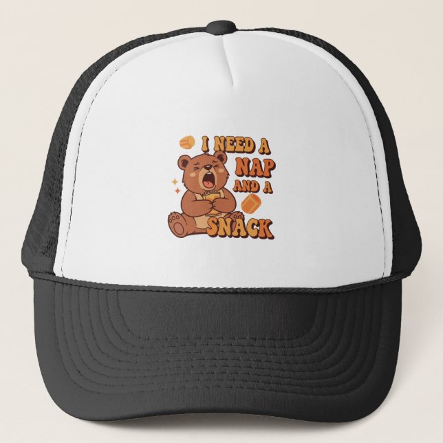 Retro Bear Nap Ready Trucker Hat (Front)